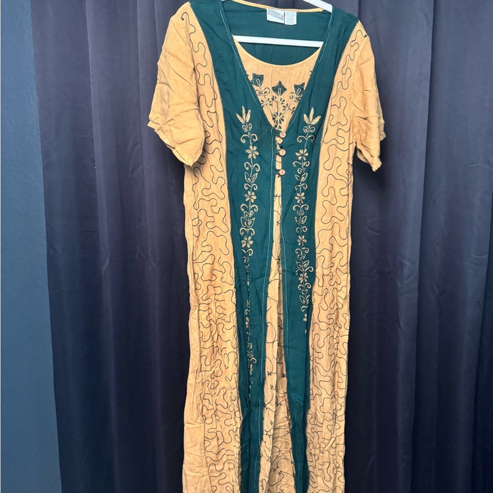 Embroidered Yellow and Green Dress